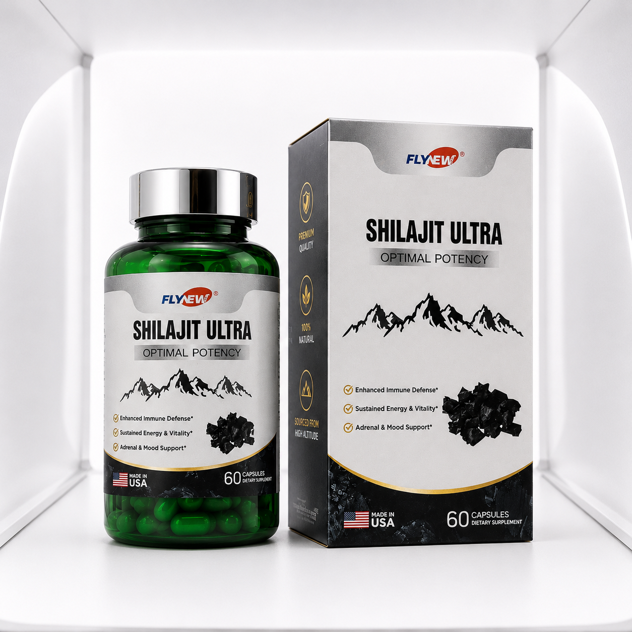 Flynew Shilajit 1300mg Cápsulas 60 Piezas N/a