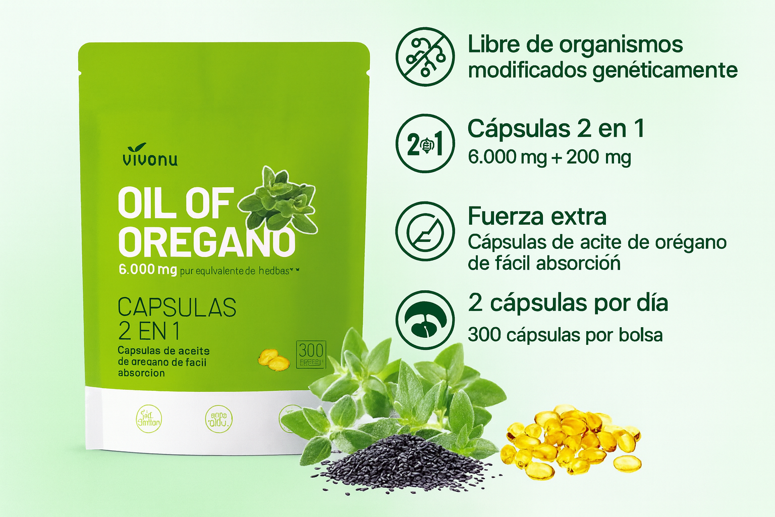🌿Aceite Orégano + aceite de semillas negras en Cápsulas – Potente Apoyo Natural
