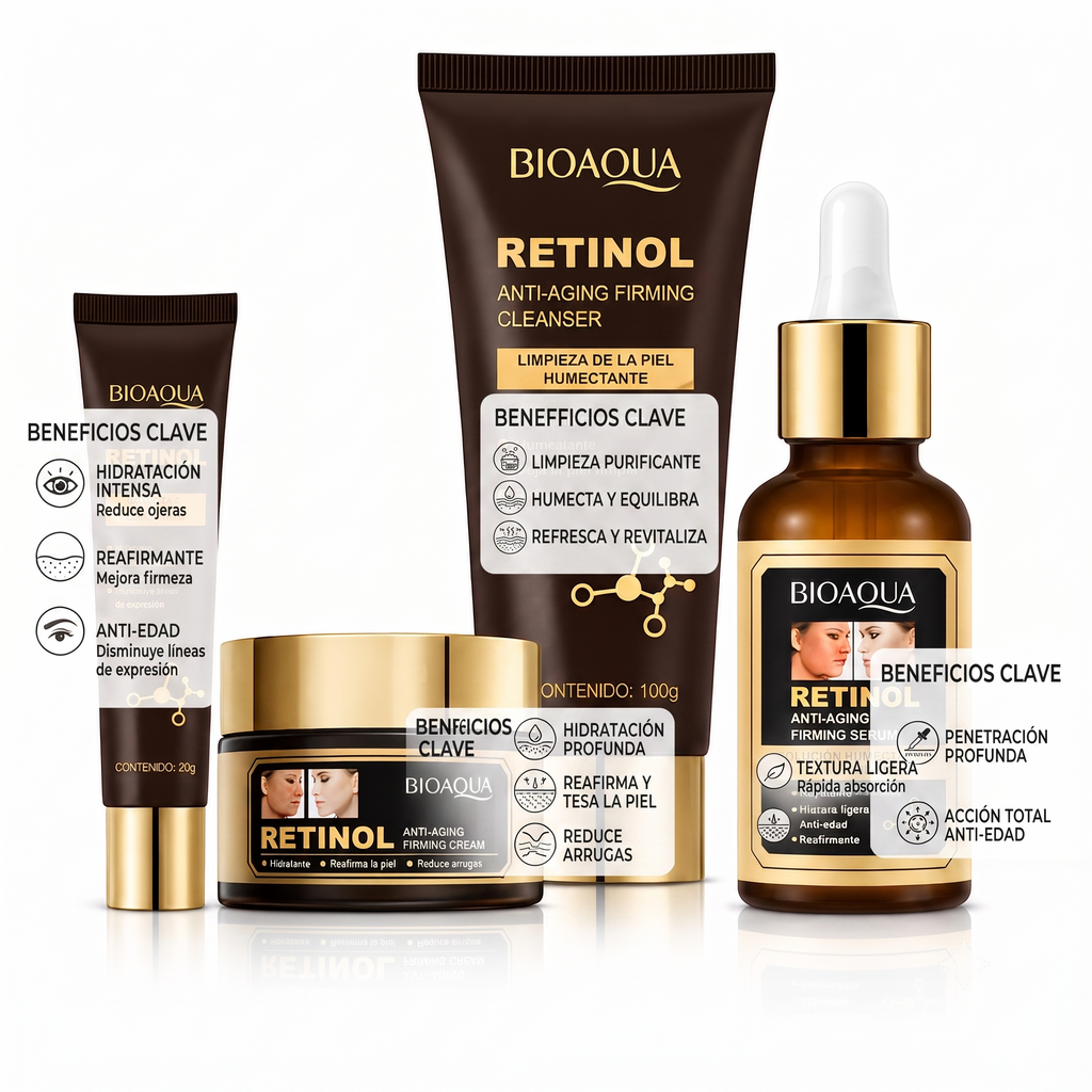 Kit BIOAQUA Retinol 4 en 1 | Piel Más Firme, Suave e Hidratada