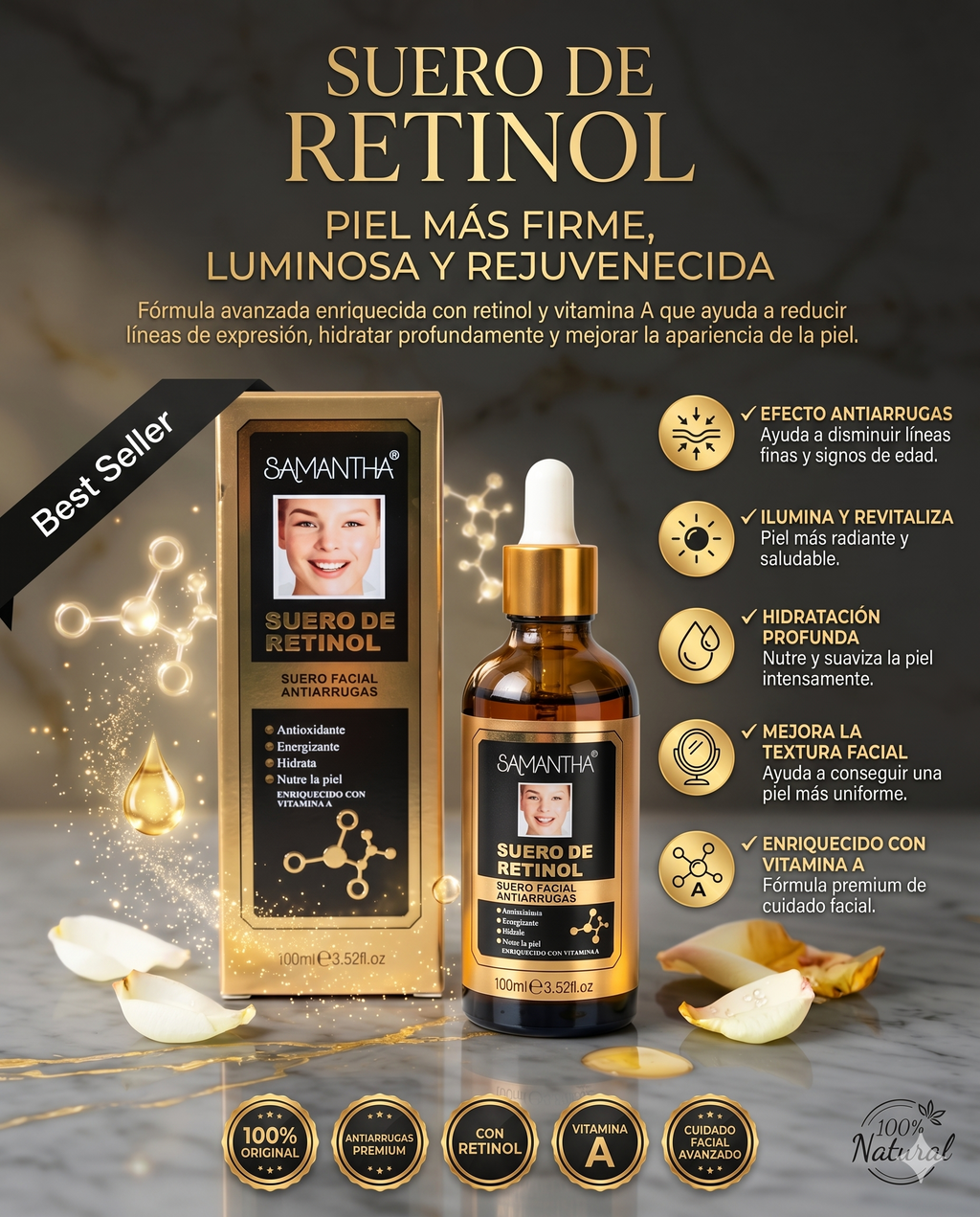 Suero de Retinol Samantha - Antiarrugas 100 ML