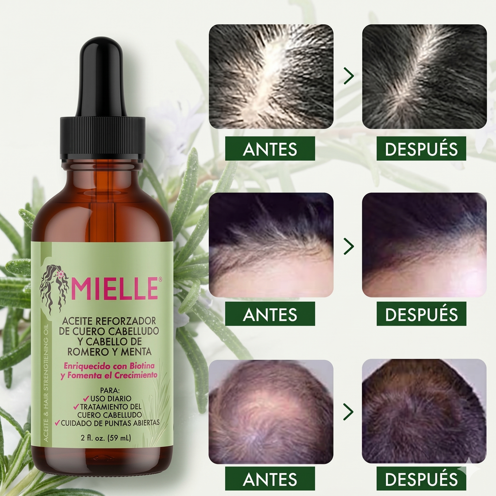 Mielle, Aceite para fortalecer el cuero cabelludo y el cabello, Romero y menta, 50 ml (2 oz. líq.)